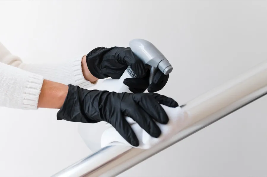 Testing nitrile film samples for strength and elongation